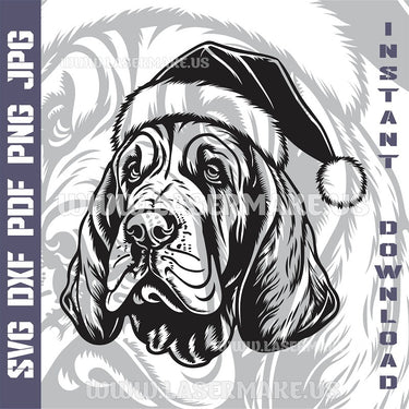 Bloodhound Santa Dog Laser and Cricut SVG Vector Files